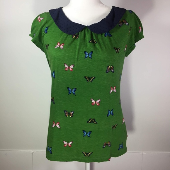Anthropologie Tops - Anthropologie Postmark Butterfly Print Blouse M